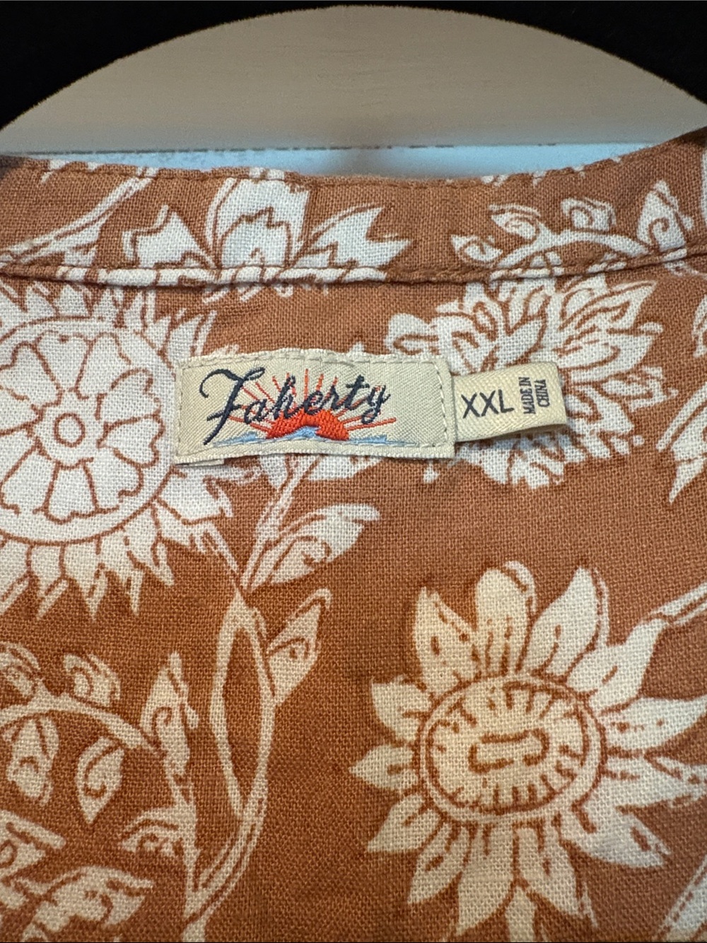Faherty Rust and White Sleeveless Floral Pintuck Mini Dress - Picture 2 of 6